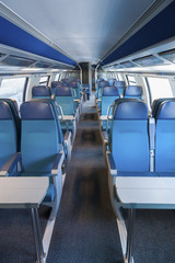 Interior of an empty train cabin