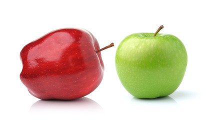 Red and green apple  isolated on white background