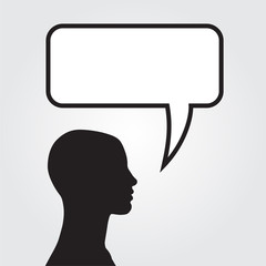 Clipart of man with speech bubble. Vector