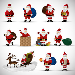 Santa Claus Set - Isolated On Gray Background