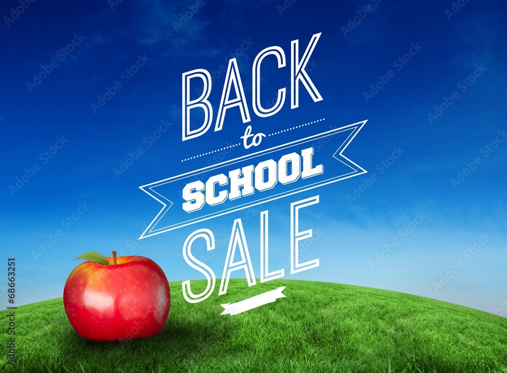 Poster Composite image of red apple with back to school message