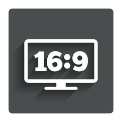 Aspect ratio 16:9 widescreen tv. Monitor symbol.