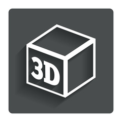 3D Print sign icon. 3d cube Printing symbol.