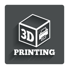 3D Print sign icon. 3d cube Printing symbol.