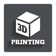 3D Print sign icon. 3d cube Printing symbol.