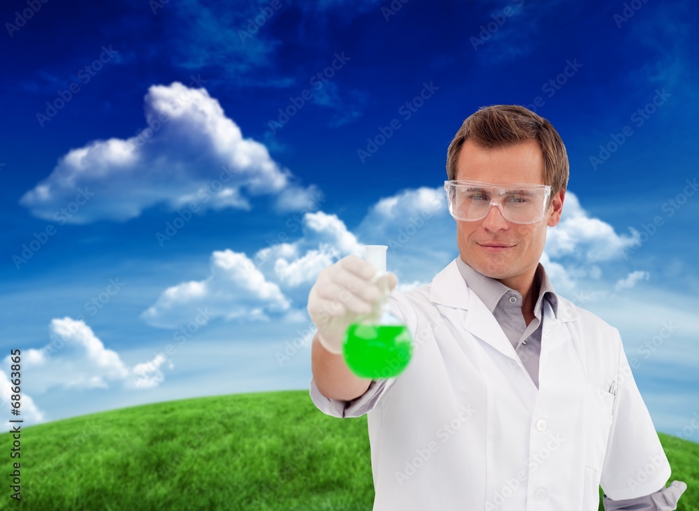 Aufkleber Composite image of young scientist working with a beaker