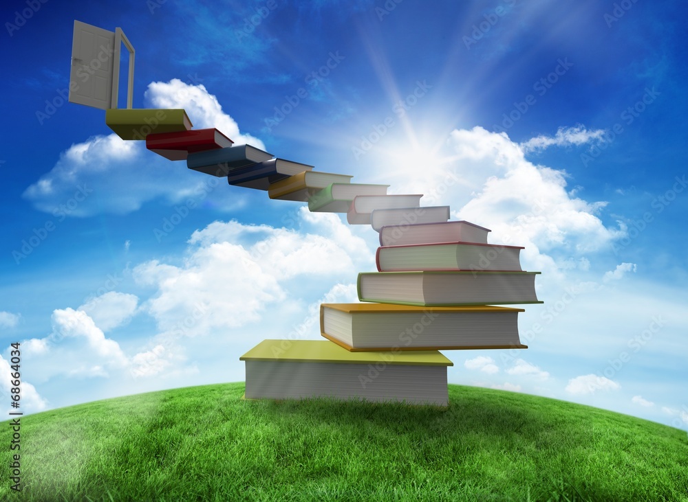Poster composite image of steps made of books