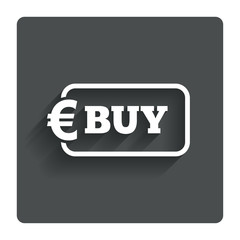 Buy sign icon. Online buying Euro button.