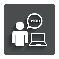 BYOD sign icon. Bring your own device symbol.