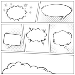 Comic speech bubbles monochrome vector background