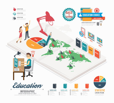 Infographic education template design . isometric concept vector