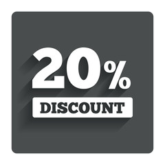 20 percent discount sign icon. Sale symbol.