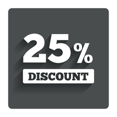 25 percent discount sign icon. Sale symbol.