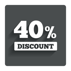 40 percent discount sign icon. Sale symbol.