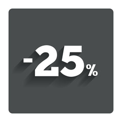 25 percent discount sign icon. Sale symbol.