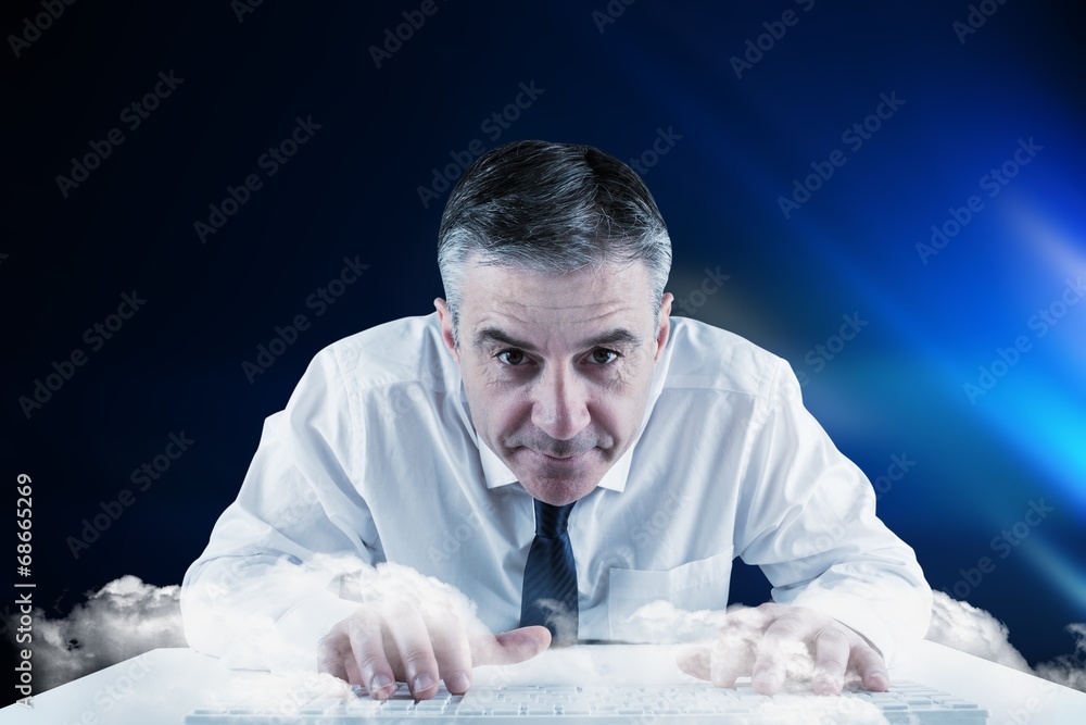 Aufkleber composite image of mature businessman typing on keyboard