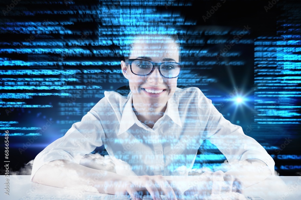 Aufkleber Composite image of businesswoman typing on a keyboard