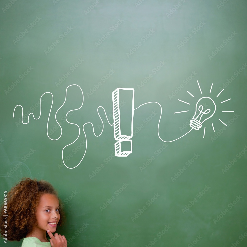Poster Composite image of light bulb graphic with exclamation mark