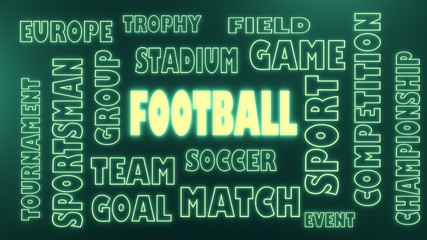 football neon shine text and related tags cloud