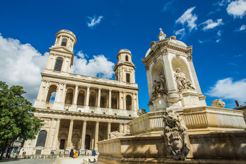Fototapeta na wymiar Church of Saint Sulpice in Paris, France