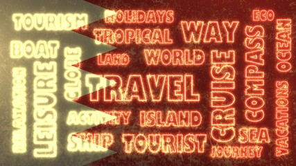 travel related tags cloud on qatar national flag