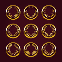 Luxury gold labels with laurel wreath