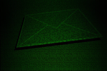 digital envelope made of green binary code