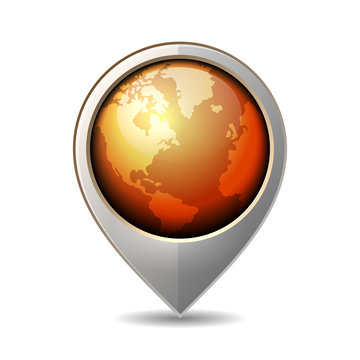 Map Pointer with Earth Globe Icon.