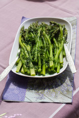 green asparaguses with the fresh dill