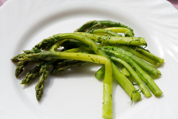 green asparaguses with the fresh dill