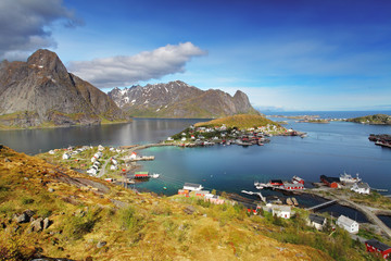 Fototapeta premium town of Reine by the fjord on Lofoten islands in Norway