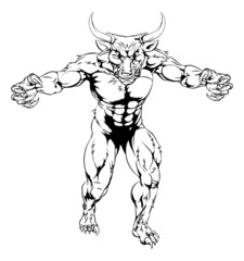 Minotaur bull scary sports mascot