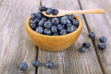 Fresh blueberries on wooden table