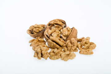 cracked walnut isolated on the white background