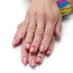 pink nails manicure isolated