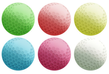Six colourful balls