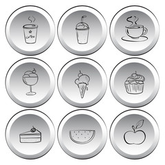 Icons with foods and drinks