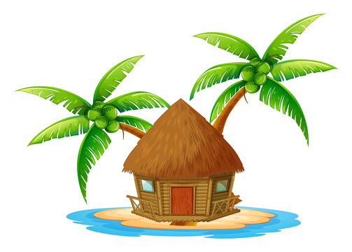 An island with a nipa hut