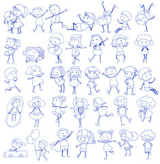 Fototapeta na wymiar Doodle design of people doing different activities