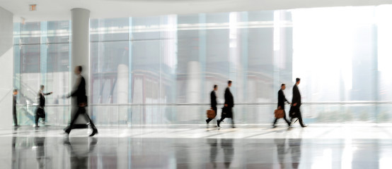 group of people in the lobby business center