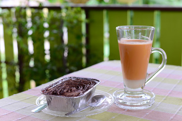 Milk tea and chocolate banoffee cake