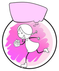 Obraz premium A template of a young girl running with an empty callout