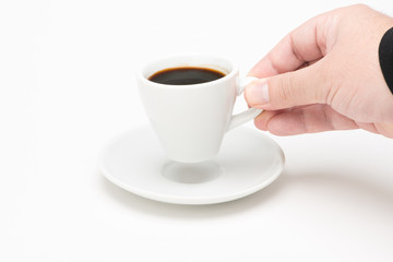 Cup of coffee with hand