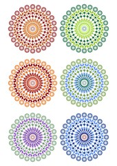 A set of fine circle patterns in different color variants