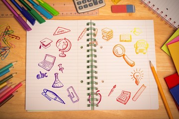 Composite image of education doodles