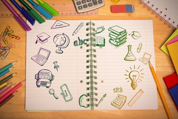 Composite image of education doodles