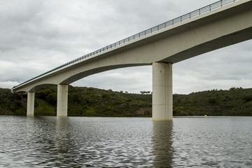 Beautiful view of a bridge over the Alqueva lake