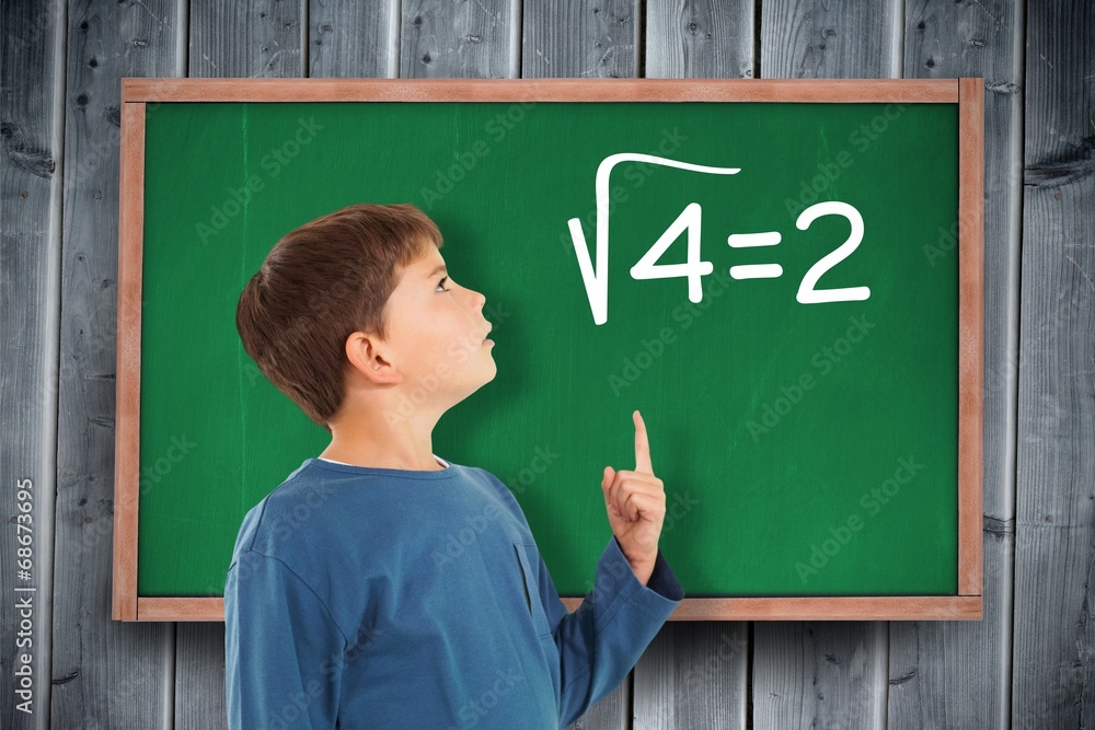 Poster composite image of cute boy pointing