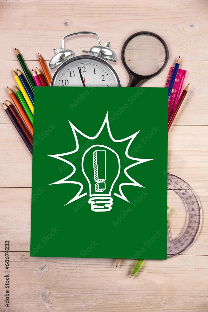 Aufkleber composite image of light bulb with exclamation mark