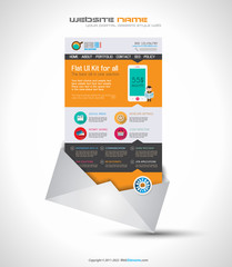 One page website flat UI design template.